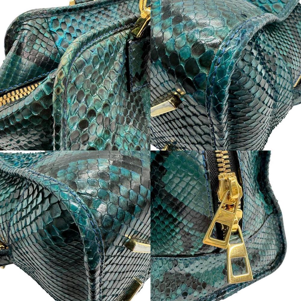 Loewe Amazona Shoulder Python Leather Bag Green - image 4